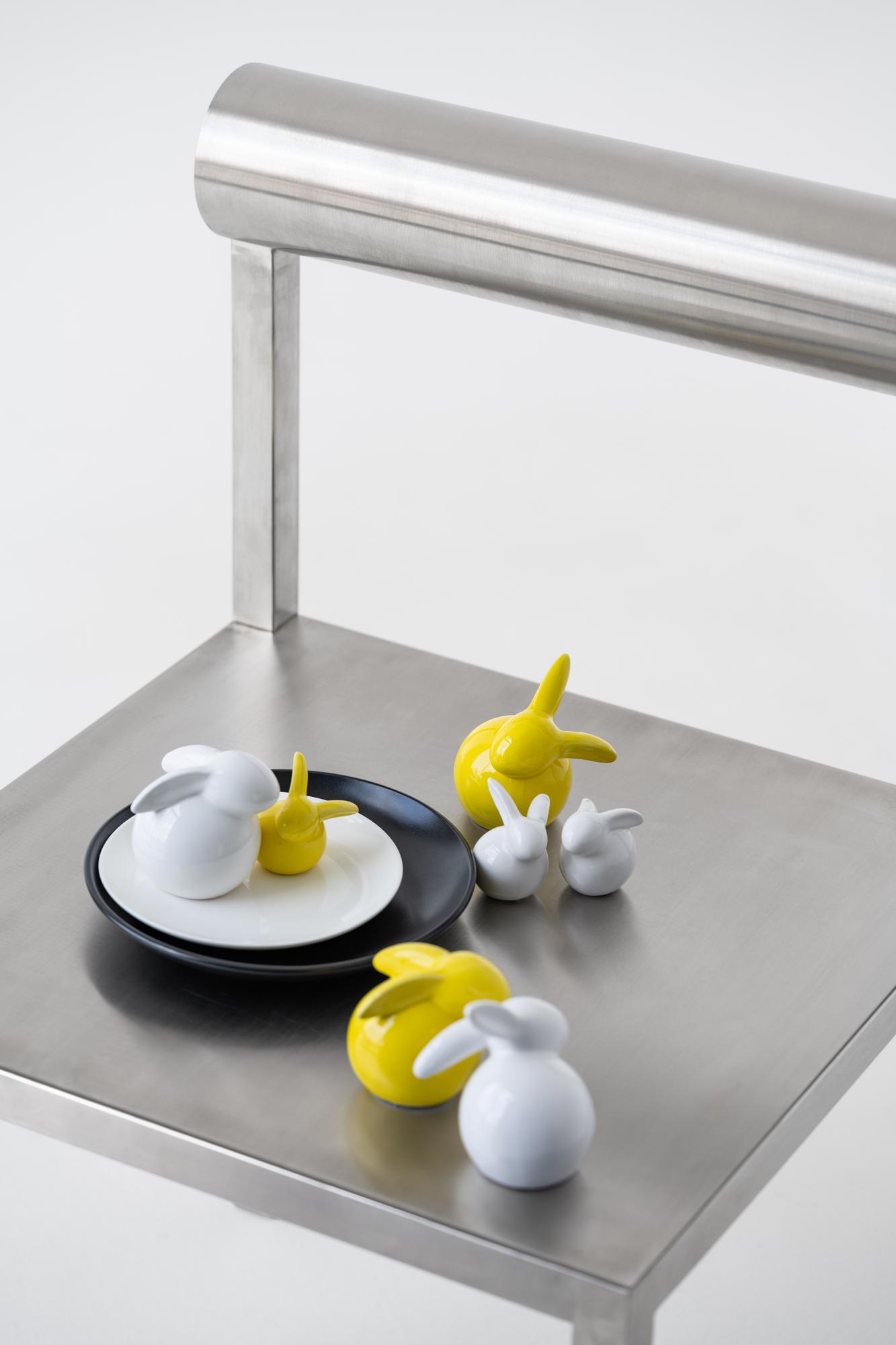 futuristic kitchen counter with plated dish and soft lighting